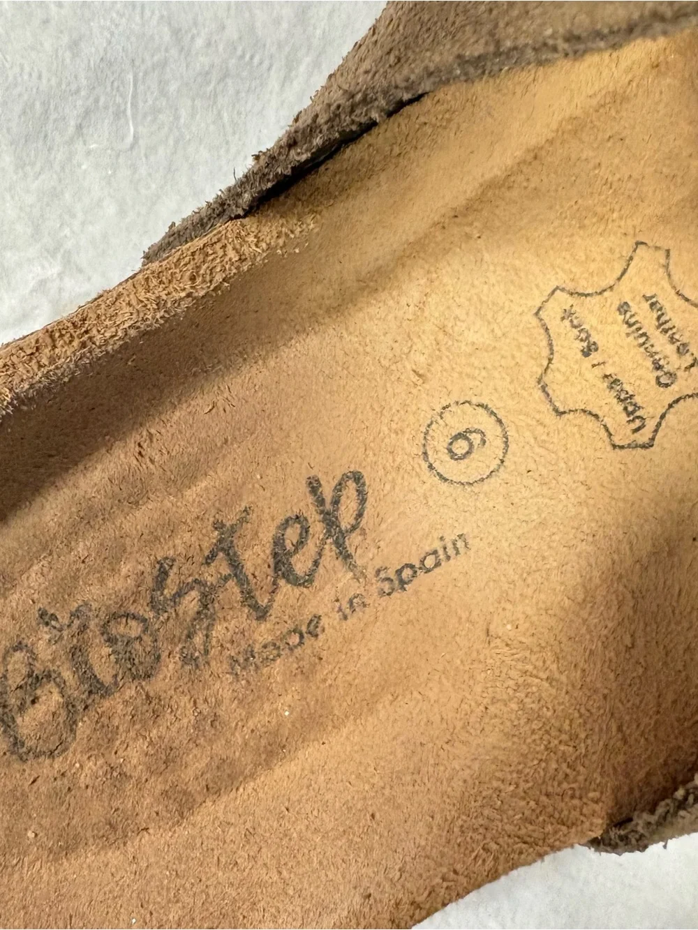 OliveStep Suede Slip-On Sandals in Camel
